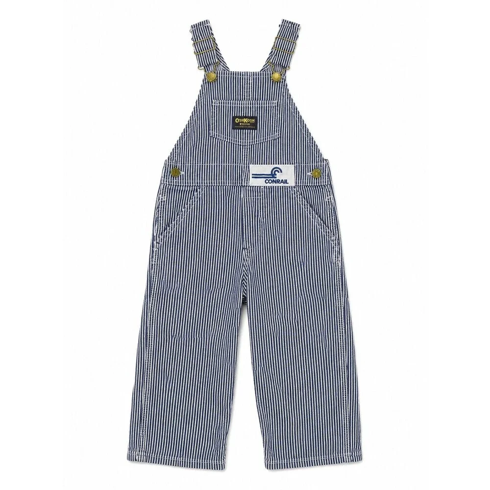 Vintage Osh Kosh RR Vestbak Overalls Bibs Childrens Union Hickory Stripe Conrail